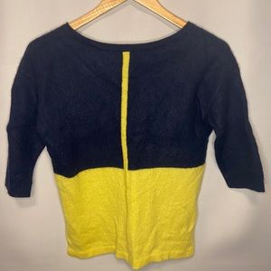 Pure Collection Navy& Neon Colorblock Cashmere Sweater Small